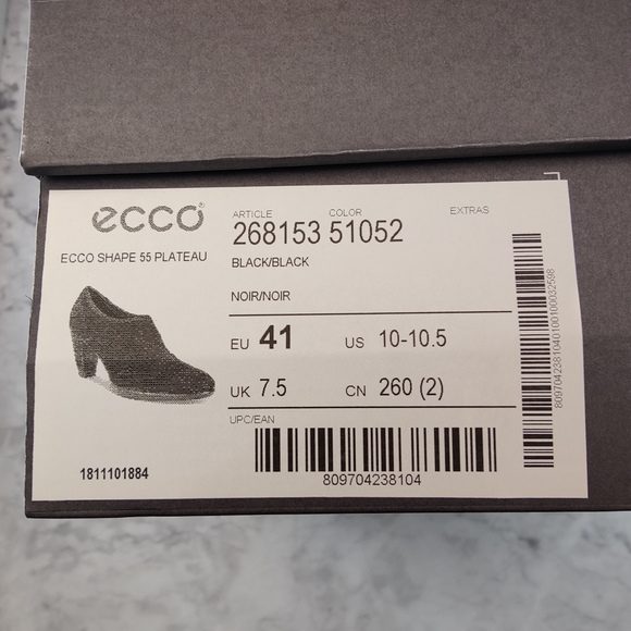 Ecco Shape 55 Plateau Stacked Heel Black Suede Bootie Size EU 41 US 10-10.5 NEW - Picture 11 of 11
